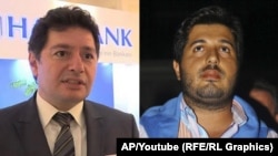 Halkbankın keçmiş meneceri Mehmet Atilla Hakan (solda) və ona qarşı şahid qismində ifadə verən Reza Zarrab 